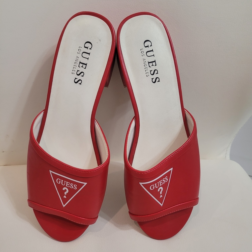 Guess Women's Red Slide Sandals Size 7/38 - Picture 3 of 10